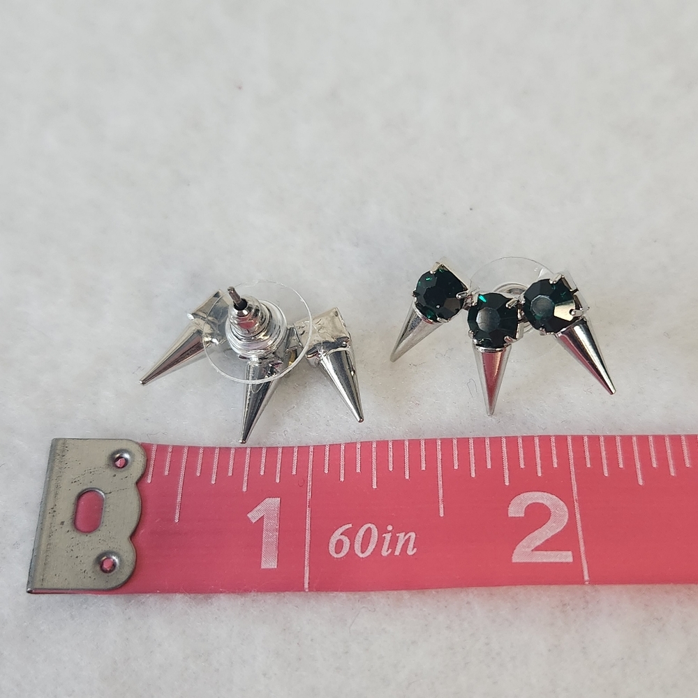 G.comet Metal Rhinestone Button Earring Set - Picture 4 of 7